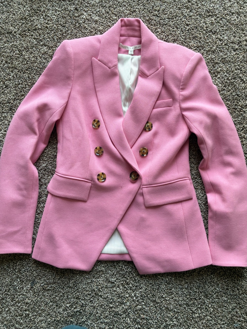 Veronica Beard Pink Miller Double Breasted Dickey Jacket Size 0